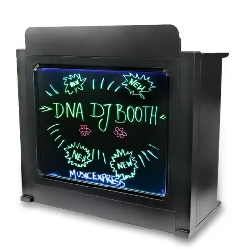 DNA Professional DJ BOOTH BK - DJ pultas su apšviesta RGB LED plokštele (juodos spalvos)