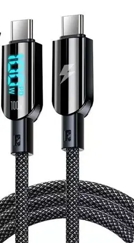 Vakoss TC-U560“ USB-C į USB-C laidas su skaitmeniniu ekranu, 100 W, 1,5 m, juodas