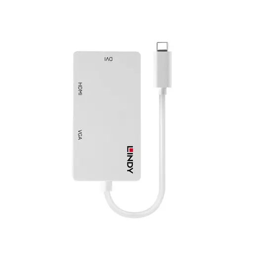 Adapteris - LINDY USB Type C Triple Display Converter HDMI DVI VGA 3840x2160