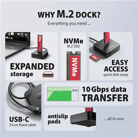 AXAGON USB-C 10Gbps docking station for M.2 NVMe SSD – 2