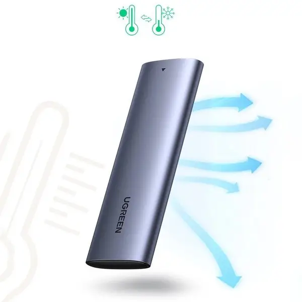SSD Korpusas - UGREEN 10902 M.2 10 Gbit/s USB Type-C Aliuminio Pilkas – 2