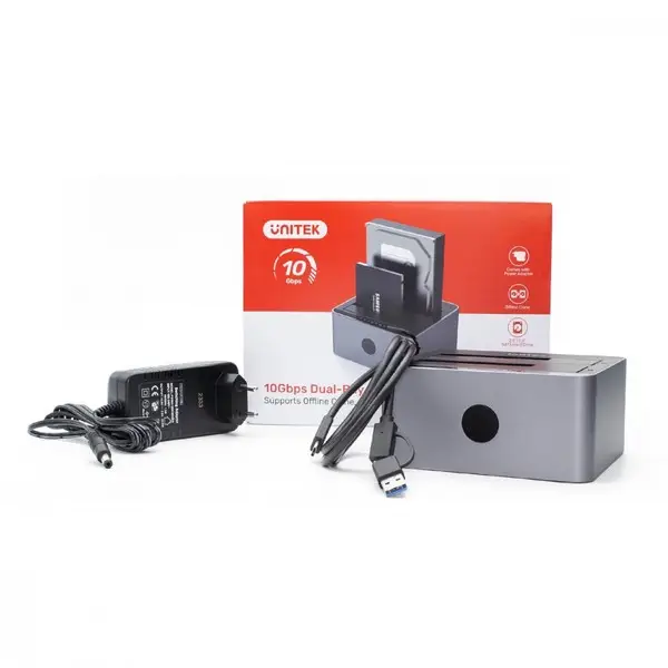 UNITEK KLONAVIMO STOTIS 2X SATA 2.5" 3.5" USBC 10GB – 6