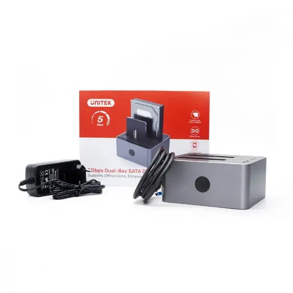 UNITEK KLONAVIMO STOTIS 2X SATA 2,5"/3,5" USB 5GB – 10