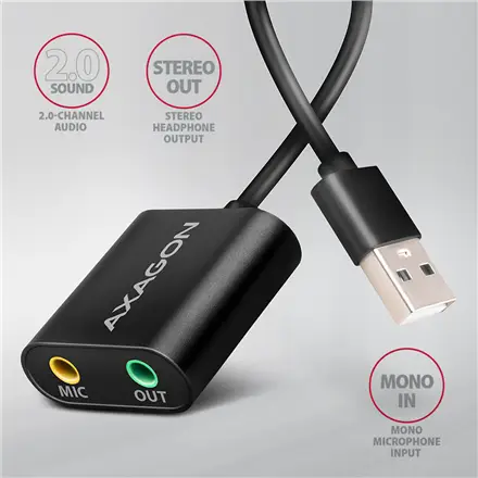 SOUND CARD USB2.0 48KHZ/16BIT/0.15M ADA-12 AXAGON – 3