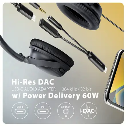 SOUND CARD ADAPTER USB-C/3.5MM/HI-RES DAC ADA-HCPD AXAGON – 3