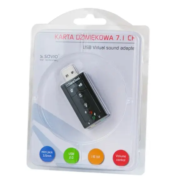 Savio AK-01 garso plokštė 7.1 kanalai USB – 2