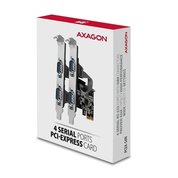 PCI-Express card with four serial ports 250 kbps. ASIX AX99100. Standard & Low profile. – 6