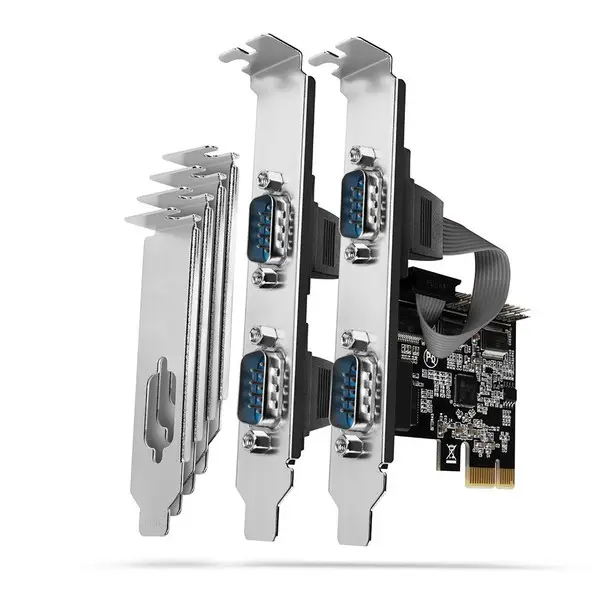 PCI-Express card with four serial ports 250 kbps. ASIX AX99100. Standard & Low profile. – 3