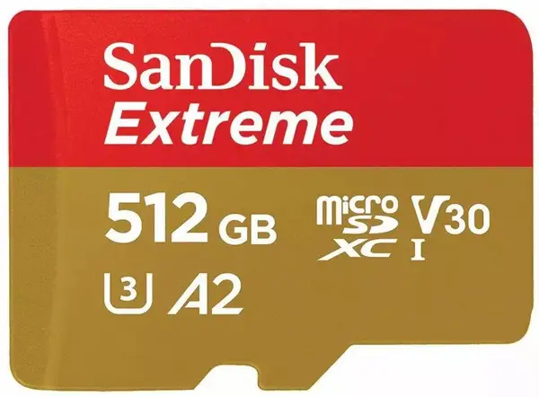 SANDISK Extreme microSDXC 512GB + SD Adapter + 1year Rescue Pro Deluxe 190MB/s read 130MB/s write A2 C10 V30 UHS-I U3 – 2