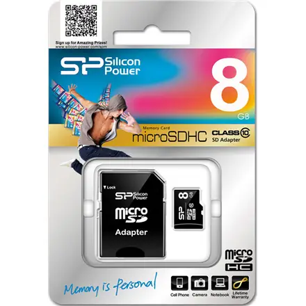 SILICON POWER memory card Micro SDHC 8GB Class 10 + Adapter – 3