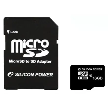 SILICON POWER memory card Micro SDHC 16GB Class 10 + Adapter – 2