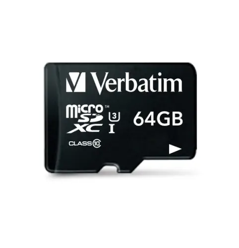 Verbatim 47042 Pro U3 Micro SDXC Atminties kortelė 64GB + microSD į SD Adapteris – 2