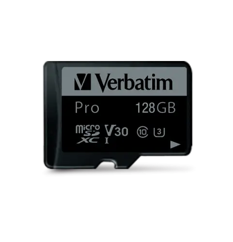 Verbatim 47044 Pro U3 Micro SDXC Atminties kortelė 128GB + microSD į SD Adapteris – 2