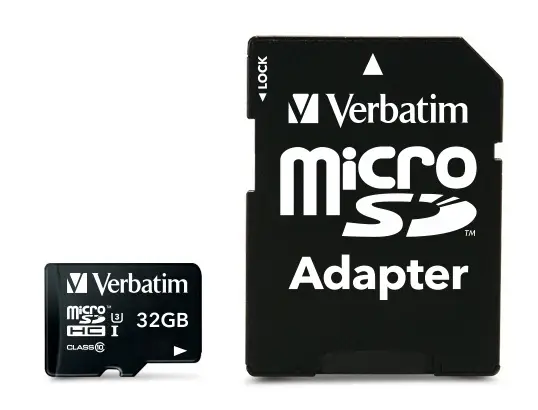 Verbatim 47041 Pro U3 Micro SDHC Atminties kortelė 32GB + microSD į SD Adapteris – 4