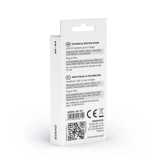 SAVIO SD kortelių skaitytuvas, USB 3.0, AK-64 – 2