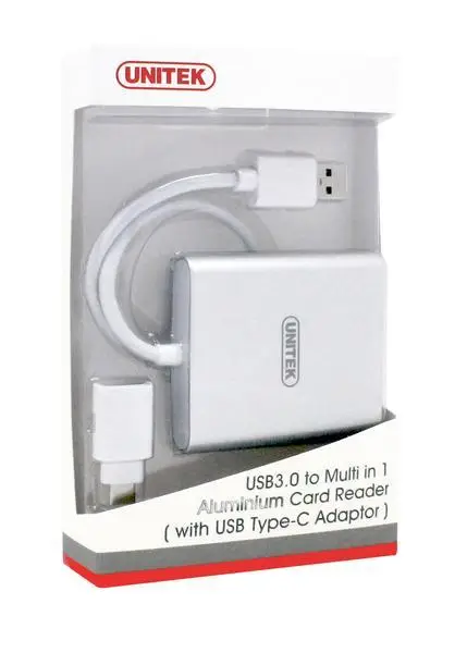 UNITEK Y-9313D USB3.0 to Multi-In-One Aluminium Card Reader With USB Type-C Adaptor – 4
