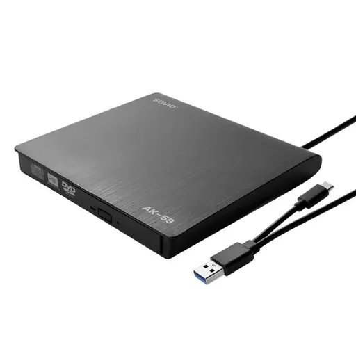 SAVIO AK-59 Išorinis plonas R/RW CD/DVD įrašymo įrenginys - USB-C/USB-A, juodas