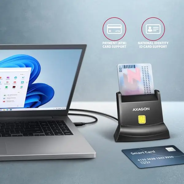 CARD READER STAND SMARTCARD/ID/USB-C 1.2M CRE-SM4NC AXAGON – 3