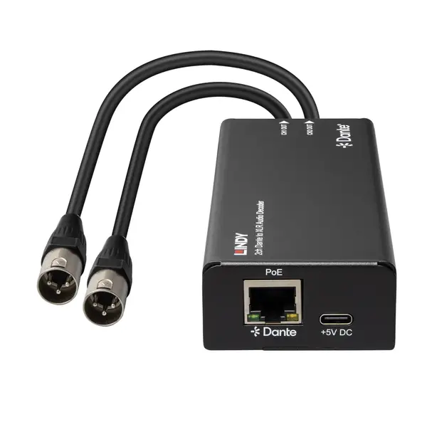 Garso Dekoderis - Lindy 2ch Dante į XLR 96kHz 24-Bit PoE Juodas – 3