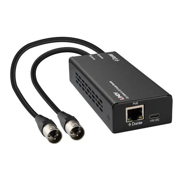 Garso Dekoderis - Lindy 2ch Dante į XLR 96kHz 24-Bit PoE Juodas – 4