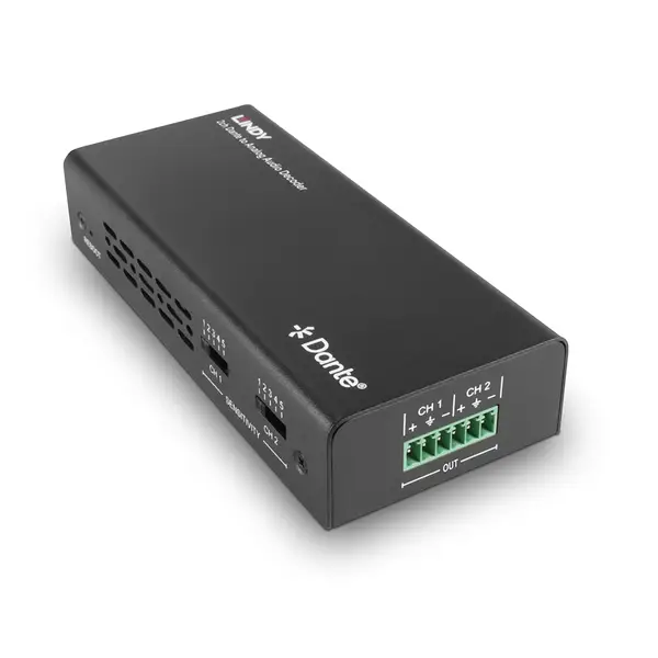 Garso Dekoderis - Lindy 2ch Dante® į Analoginį Garso Dekoderį 96kHz 24-Bit 100m (328.08ft) Juodas – 3