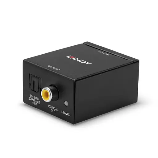 Garso Adapteris - LINDY Phono į TosLink ir Bendraašis ADC Adapteris 24-bit/48KHz, Juodas