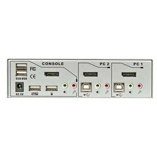 KVM Perjungiklis - 2 Port DisplayPort 1.2 KVM Perjungiklis 3840x2160@60Hz USB 2.0 Garso