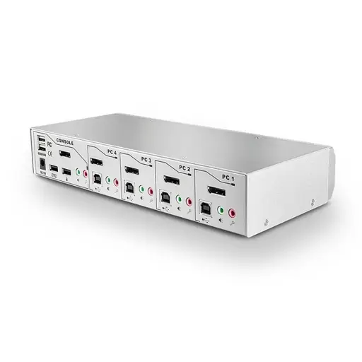 KVM Switch - LINDY 4 Prievadų DisplayPort 1.2 KVM Switch, 3840x2160@60Hz, Sidabrinis