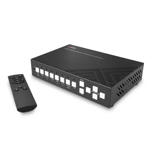 KVM Jungiklis - LINDY 5 Prievadų KVM Komutatorius su Integruotu Daugiavaizdžiu Ryšiu, HDMI, USB Type C, 4096x2160@60Hz