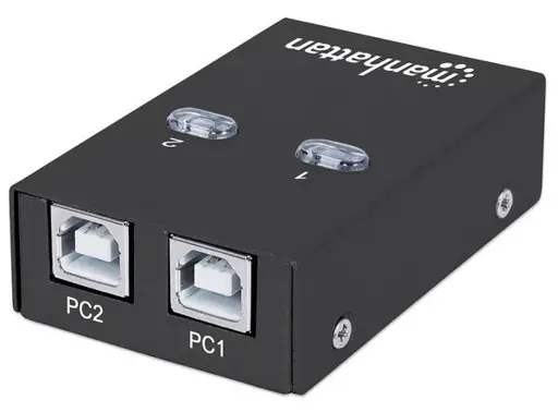 MANHATTAN Hi-Speed USB 2.0 Sharing Switch 1x2 Ports Dual Control Auto-Sensing USB 2.0 Type-A to Type-B Switch