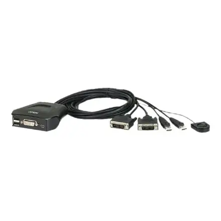 ATEN CS22D-A7 CS22D 2-Port USB DVI KVM Switch Remote port selector 0.9m cables