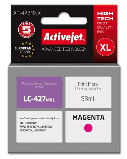 Activejet AB-427MNX rašalas, skirtas Brother spausdintuvui, Brother LC-427MXL pakaitalas; Supreme; 53 ml; violetinė