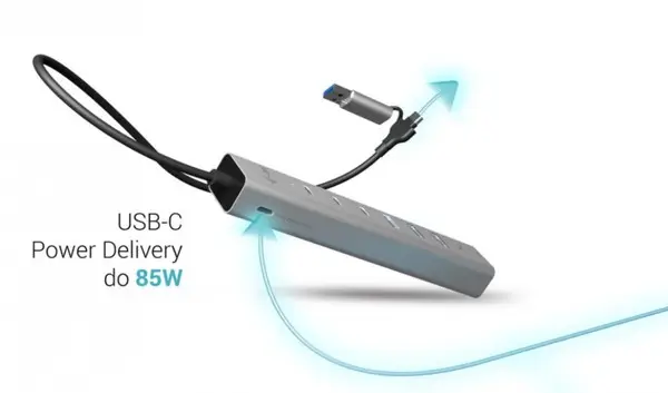 USB-C/USB-A Metal Hub 6 port 3xUSBc/3xUSBa – 8