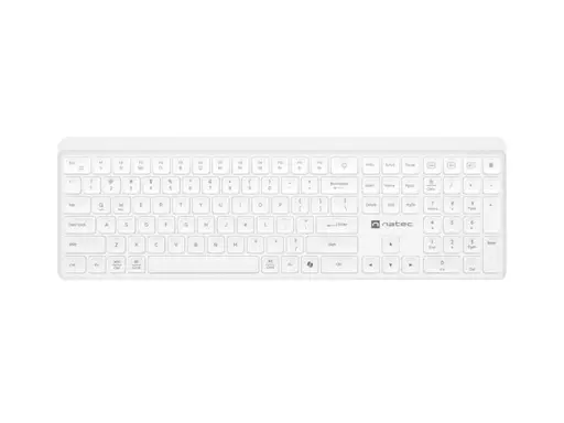 Belaidė klaviatūra Natec Tang US BT + 2,4 GHz tyli Slim balta