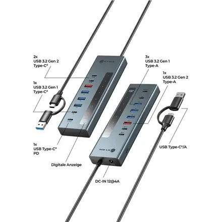 Raidsonic 9-in-1 hub with Power Delivery and Type-C/Type-A host connection – 2