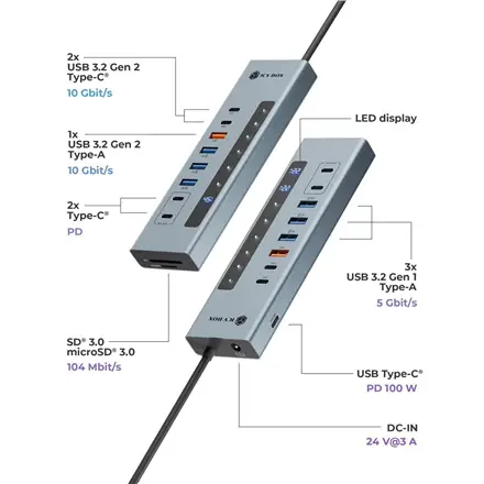 Raidsonic Icy Box USB Hub 11-in-1 USB-C Hub USB 3.2 Gen 2 PD – 2