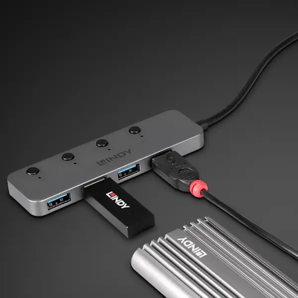 USB Hub - LINDY 4 Prievadų USB 3.0 Hub su Maitinimo/Išjungimo Jungikliais, 5 Gbps, Type A – 5
