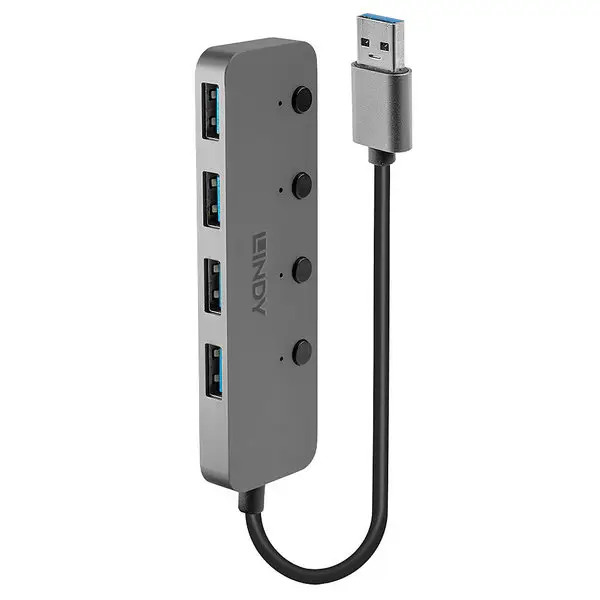 USB Hub - LINDY 4 Prievadų USB 3.0 Hub su Maitinimo/Išjungimo Jungikliais, 5 Gbps, Type A – 2