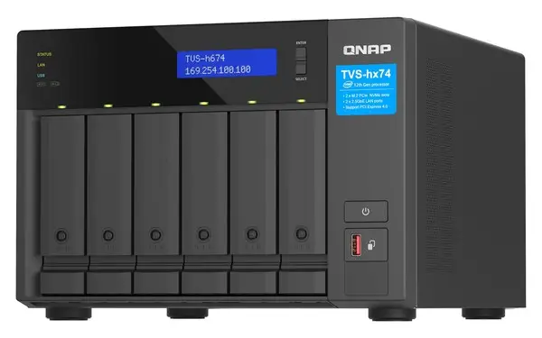 QNAP ZFS-based storage TVS-h674-i5-32G with PCIe Gen 4 expandability for 10/25GbE connectivity, M.2 NVMe SSD caching and multi-threads processors – 4