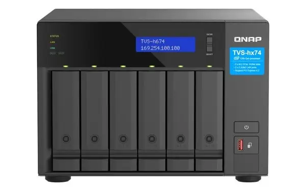 QNAP ZFS-based storage TVS-h674-i5-32G with PCIe Gen 4 expandability for 10/25GbE connectivity, M.2 NVMe SSD caching and multi-threads processors – 8