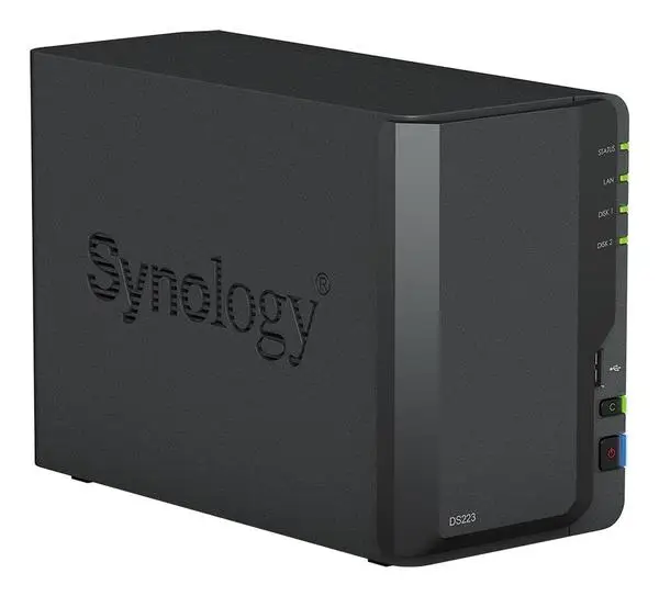 SYNOLOGY DS223 DiskStation 2-bay NAS server - Realtek RTD1619B, 2GB DDR4, 2x 2.5"/3.5" HDD/SSD, 1x 1GbE, 3x USB 3.2 Gen1, WoL/W – 2