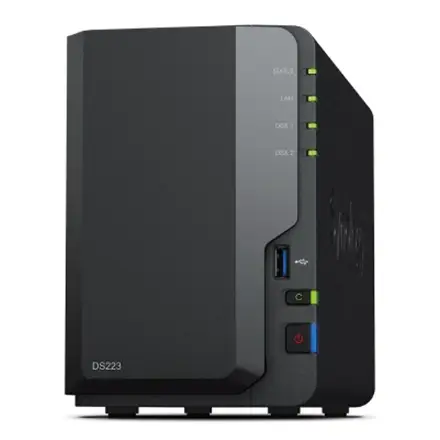 SYNOLOGY DS223 DiskStation 2-bay NAS server - Realtek RTD1619B, 2GB DDR4, 2x 2.5"/3.5" HDD/SSD, 1x 1GbE, 3x USB 3.2 Gen1, WoL/W – 4