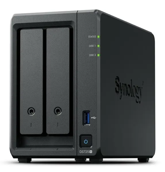 SYNOLOGY DS725+ DiskStation 2-bay NAS server - AMD Ryzen R1600 4GB DDR4 2x 2.5/3.5 HDD/SSD 2x M.2 2280 NVMe SSD 1GbE – 2