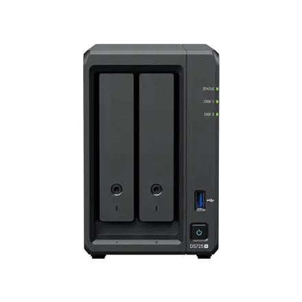 SYNOLOGY DS725+ DiskStation 2-bay NAS server - AMD Ryzen R1600 4GB DDR4 2x 2.5/3.5 HDD/SSD 2x M.2 2280 NVMe SSD 1GbE – 8