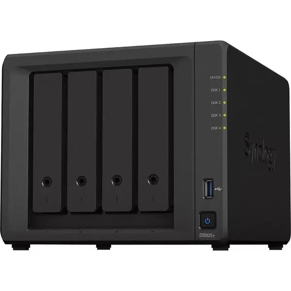 SYNOLOGY DS925+ DiskStation 4-bay NAS server - AMD Ryzen V1500B 4GB DDR4 4x 2.5/3.5 HDD/SSD 2x M.2 2280 NVMe SSD 2x 2.5GbE – 3