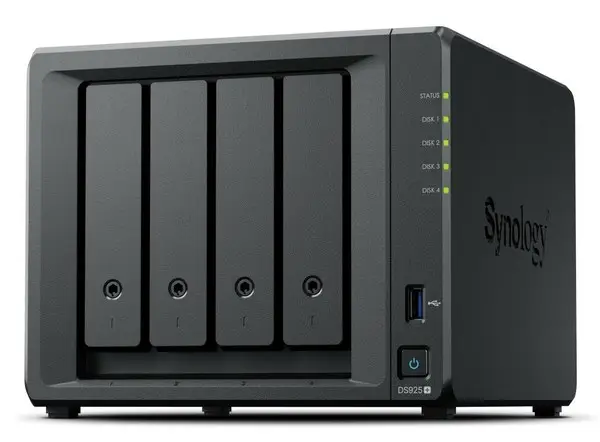 SYNOLOGY DS925+ DiskStation 4-bay NAS server - AMD Ryzen V1500B 4GB DDR4 4x 2.5/3.5 HDD/SSD 2x M.2 2280 NVMe SSD 2x 2.5GbE – 7