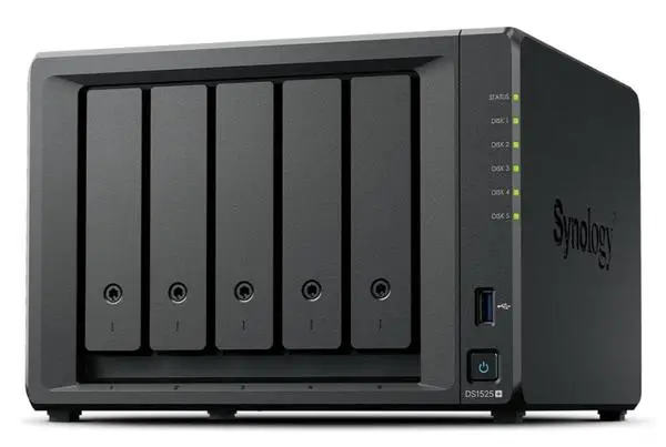 SYNOLOGY DS1525+ DiskStation 5-bay NAS server - AMD Ryzen V1500B 8GB DDR4 5x 2.5/3.5 HDD/SSD 2x M.2 2280 NVMe SSD 2x 2.5GbE – 10