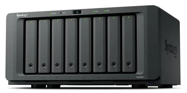 SYNOLOGY DS1825+ DiskStation 8-bay NAS server - AMD Ryzen V1500B, 8GB DDR4, 8x 2.5"/3.5" HDD/SSD, 2x M.2 2280 NVMe SSD, 2x 2.5GbE, 3 – 5