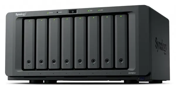 SYNOLOGY DS1825+ DiskStation 8-bay NAS server - AMD Ryzen V1500B, 8GB DDR4, 8x 2.5"/3.5" HDD/SSD, 2x M.2 2280 NVMe SSD, 2x 2.5GbE, 3 – 3