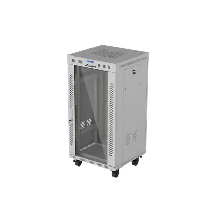 LANBERG rack cabinet 19 inch free standing 22U 600X600 flat pack with glass door LCD grey V2
